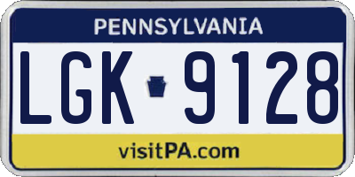 PA license plate LGK9128
