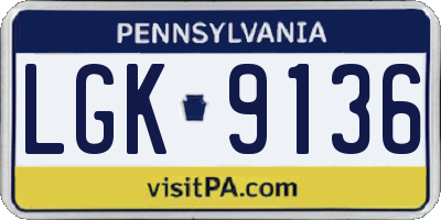 PA license plate LGK9136