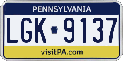 PA license plate LGK9137