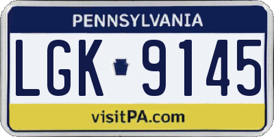 PA license plate LGK9145