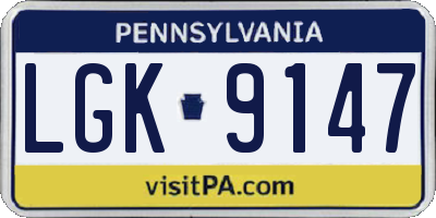PA license plate LGK9147