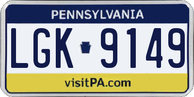 PA license plate LGK9149