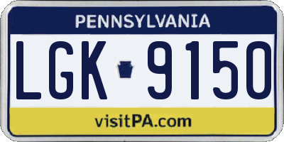 PA license plate LGK9150