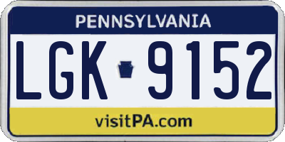 PA license plate LGK9152