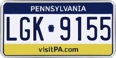 PA license plate LGK9155