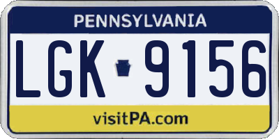 PA license plate LGK9156