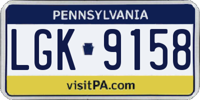 PA license plate LGK9158