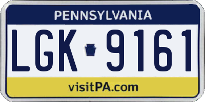 PA license plate LGK9161