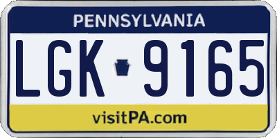 PA license plate LGK9165