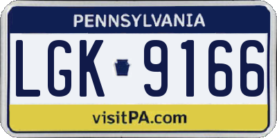 PA license plate LGK9166