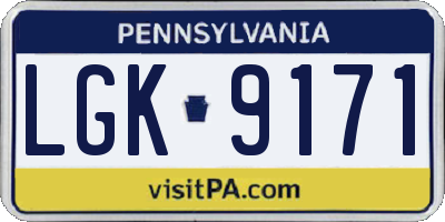 PA license plate LGK9171