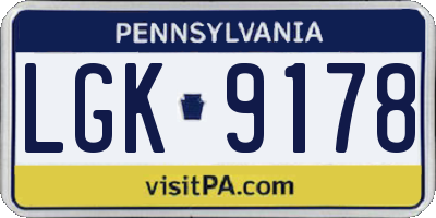 PA license plate LGK9178