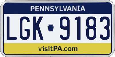 PA license plate LGK9183