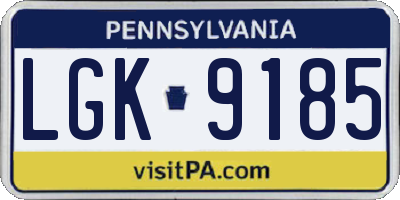PA license plate LGK9185