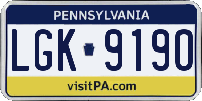 PA license plate LGK9190