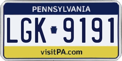 PA license plate LGK9191