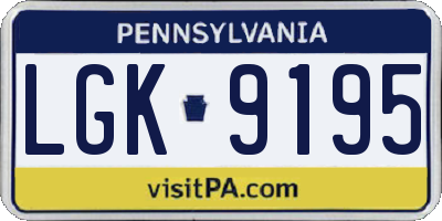 PA license plate LGK9195