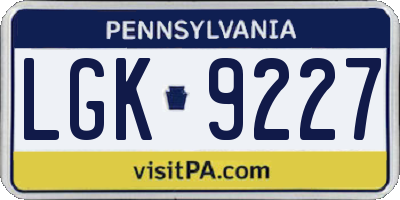 PA license plate LGK9227