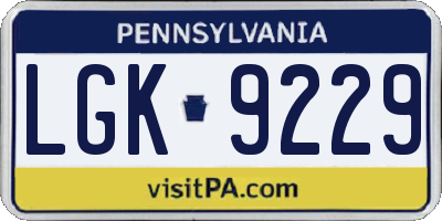 PA license plate LGK9229