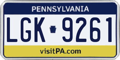 PA license plate LGK9261