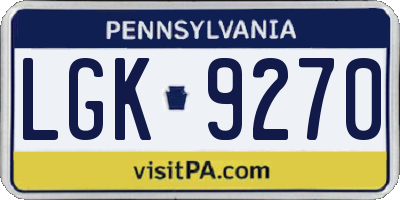 PA license plate LGK9270