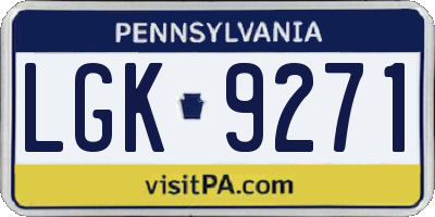 PA license plate LGK9271