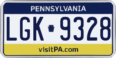 PA license plate LGK9328