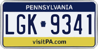 PA license plate LGK9341