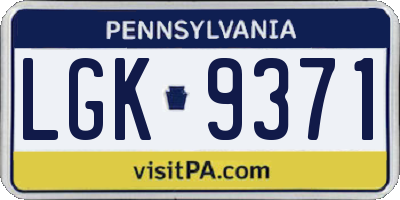 PA license plate LGK9371