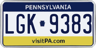 PA license plate LGK9383
