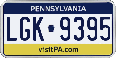 PA license plate LGK9395