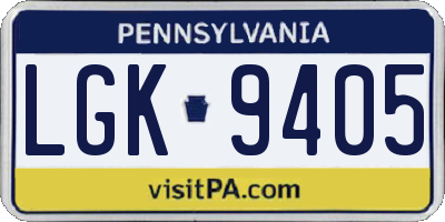 PA license plate LGK9405