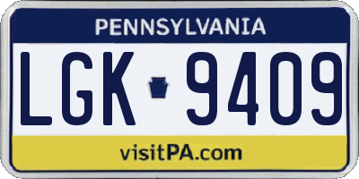 PA license plate LGK9409