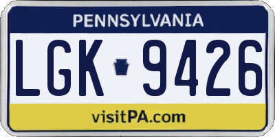 PA license plate LGK9426