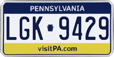 PA license plate LGK9429