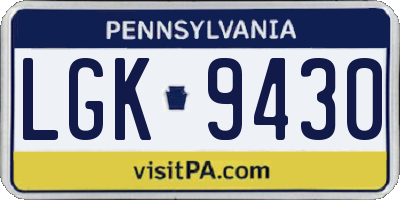 PA license plate LGK9430
