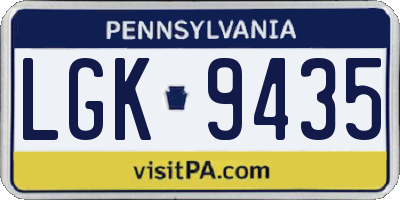 PA license plate LGK9435