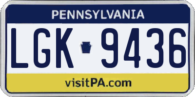PA license plate LGK9436