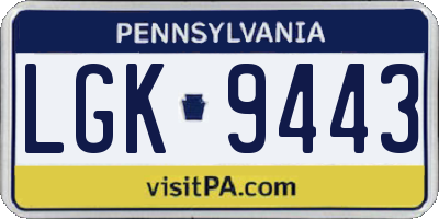 PA license plate LGK9443