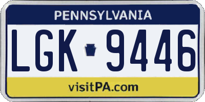 PA license plate LGK9446
