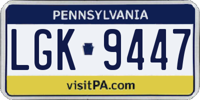 PA license plate LGK9447