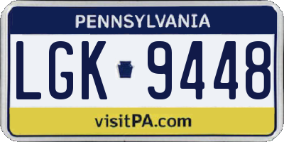 PA license plate LGK9448