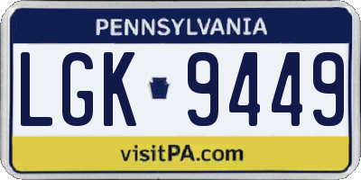 PA license plate LGK9449