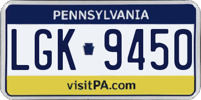 PA license plate LGK9450