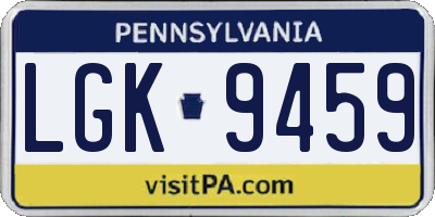 PA license plate LGK9459