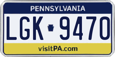 PA license plate LGK9470
