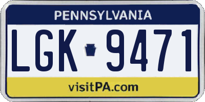 PA license plate LGK9471