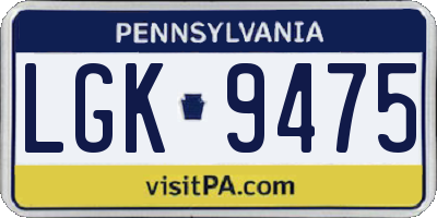 PA license plate LGK9475