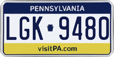 PA license plate LGK9480