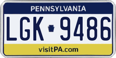 PA license plate LGK9486